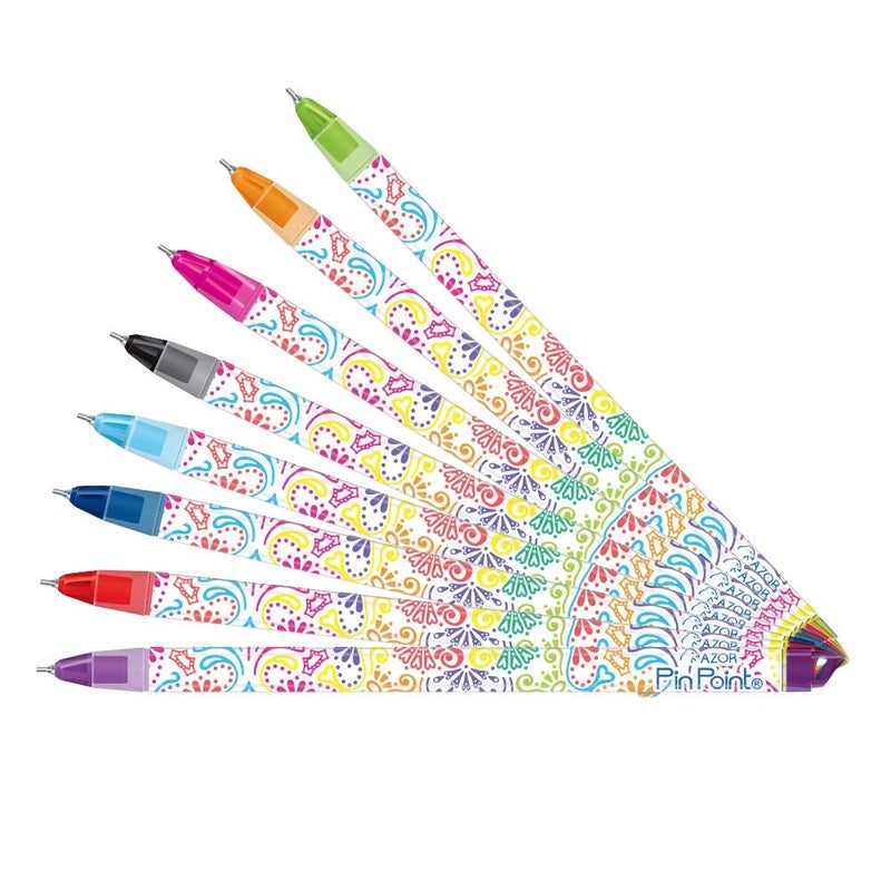 AZOR Greks Colored Ballpoint Pens, Set of 8 Fine Point Pens 0.7mm, Cute & Colorful Pens for Journals, Women, Girls & Gifts, Assorted Colors - Image 1